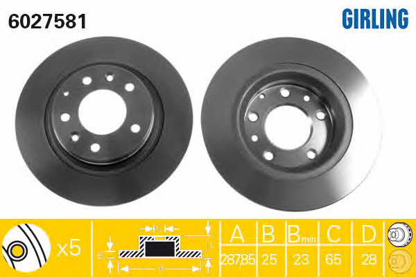 Girling 6027581 Front brake disc ventilated 6027581: Buy near me in Poland at 2407.PL - Good price!