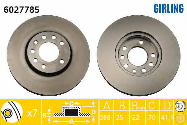 Girling 6027785 Brake disc 6027785: Buy near me at 2407.PL in Poland at an Affordable price!