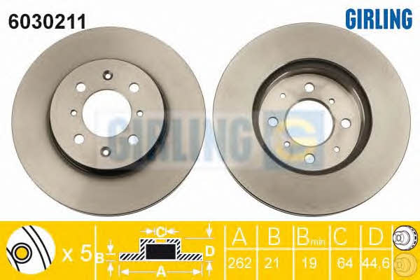 Girling 6030211 Front brake disc ventilated 6030211: Buy near me in Poland at 2407.PL - Good price!