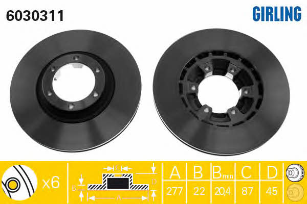 Girling 6030311 Front brake disc ventilated 6030311: Buy near me in Poland at 2407.PL - Good price!