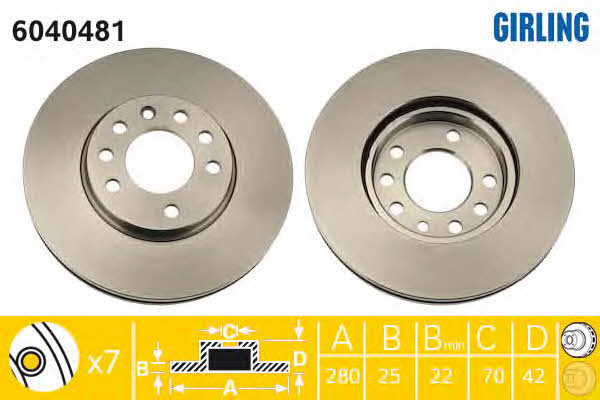 Girling 6040481 Front brake disc ventilated 6040481: Buy near me in Poland at 2407.PL - Good price!