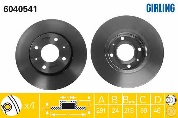 Girling 6040541 Front brake disc ventilated 6040541: Buy near me in Poland at 2407.PL - Good price!