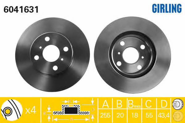 Girling 6041631 Front brake disc ventilated 6041631: Buy near me in Poland at 2407.PL - Good price!