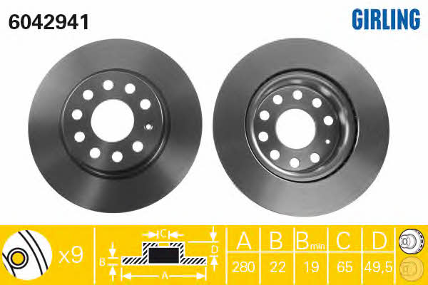 Girling 6042941 Brake disc 6042941: Buy near me in Poland at 2407.PL - Good price!