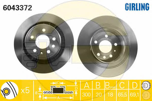 Girling 6043372 Rear ventilated brake disc 6043372: Buy near me in Poland at 2407.PL - Good price!