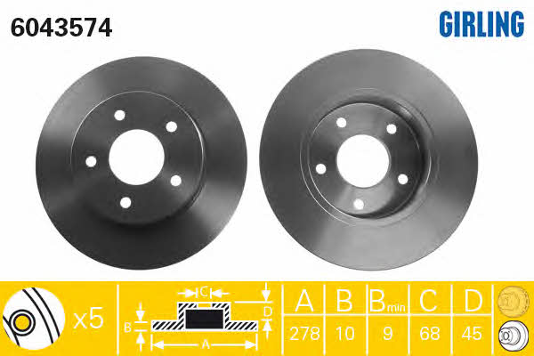 Girling 6043574 Bremsscheibe hinten, unbelüftet 6043574: Kaufen Sie zu einem guten Preis in Polen bei 2407.PL!