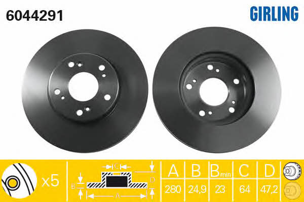 Girling 6044291 Front brake disc ventilated 6044291: Buy near me at 2407.PL in Poland at an Affordable price!