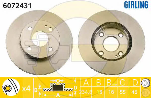 Girling 6072431 Диск тормозной 6072431: Отличная цена - Купить в Польше на 2407.PL!