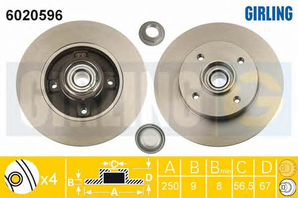 Girling 6020596 Rear brake disc, non-ventilated 6020596: Buy near me in Poland at 2407.PL - Good price!