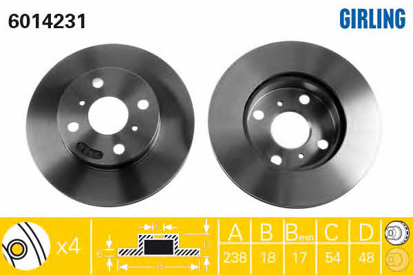Girling 6014231 Front brake disc ventilated 6014231: Buy near me in Poland at 2407.PL - Good price!