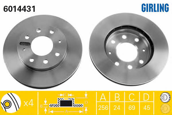 Girling 6014431 Front brake disc ventilated 6014431: Buy near me in Poland at 2407.PL - Good price!