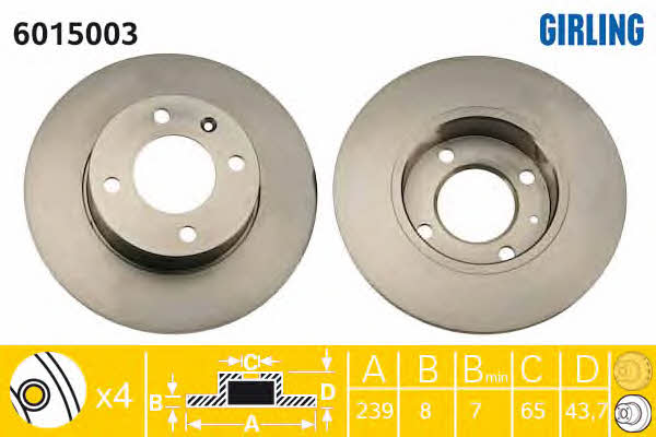 Girling 6015003 Unventilated front brake disc 6015003: Buy near me in Poland at 2407.PL - Good price!