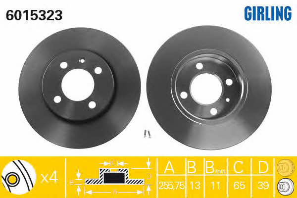 Girling 6015323 Unventilated front brake disc 6015323: Buy near me in Poland at 2407.PL - Good price!