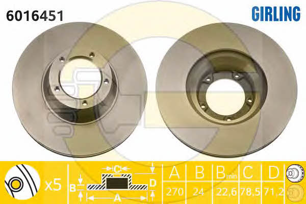 Girling 6016451 Front brake disc ventilated 6016451: Buy near me in Poland at 2407.PL - Good price!