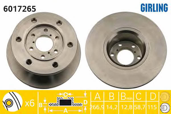 Girling 6017265 Тормозной диск передний невентилируемый 6017265: Отличная цена - Купить в Польше на 2407.PL!