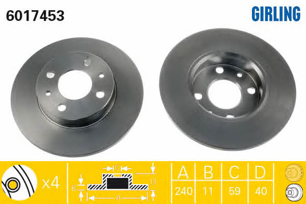 Girling 6017453 Brake disc 6017453: Buy near me in Poland at 2407.PL - Good price!