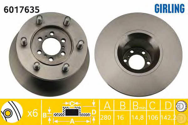 Girling 6017635 Unventilated front brake disc 6017635: Buy near me in Poland at 2407.PL - Good price!