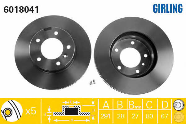 Girling 6018041 Front brake disc ventilated 6018041: Buy near me at 2407.PL in Poland at an Affordable price!