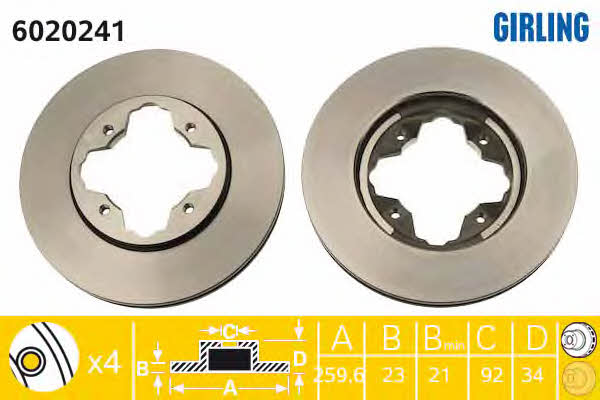 Girling 6020241 Front brake disc ventilated 6020241: Buy near me in Poland at 2407.PL - Good price!