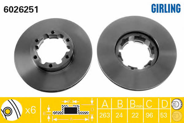 Girling 6026251 Front brake disc ventilated 6026251: Buy near me in Poland at 2407.PL - Good price!