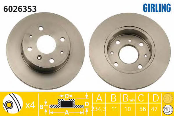 Girling 6026353 Unventilated front brake disc 6026353: Buy near me in Poland at 2407.PL - Good price!
