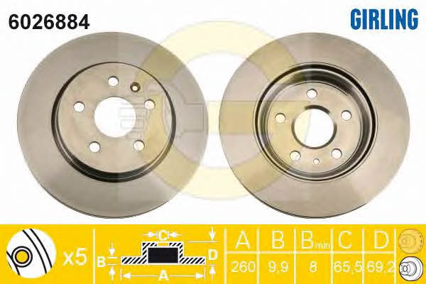 Girling 6026884 Rear brake disc, non-ventilated 6026884: Buy near me in Poland at 2407.PL - Good price!
