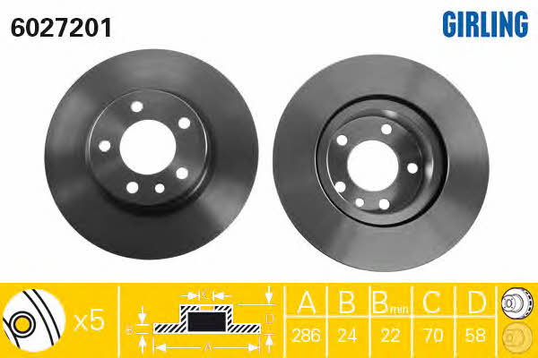 Girling 6027201 Front brake disc ventilated 6027201: Buy near me in Poland at 2407.PL - Good price!