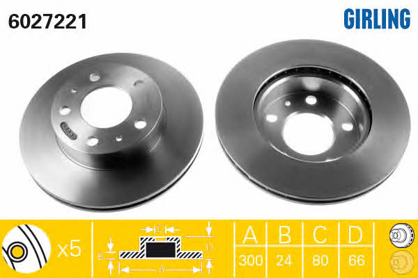 Girling 6027221 Front brake disc ventilated 6027221: Buy near me in Poland at 2407.PL - Good price!