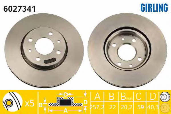 Girling 6027341 Front brake disc ventilated 6027341: Buy near me in Poland at 2407.PL - Good price!
