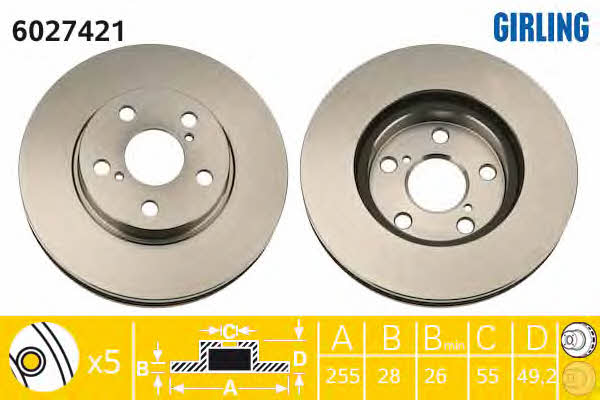 Girling 6027421 Front brake disc ventilated 6027421: Buy near me in Poland at 2407.PL - Good price!
