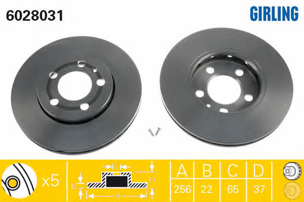 Girling 6028031 Front brake disc ventilated 6028031: Buy near me in Poland at 2407.PL - Good price!