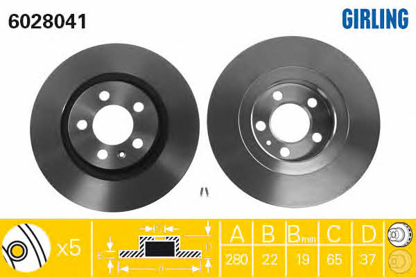 Girling 6028041 Front brake disc ventilated 6028041: Buy near me in Poland at 2407.PL - Good price!