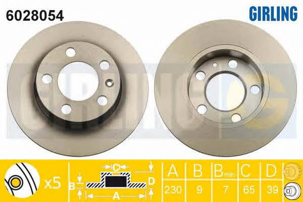Girling 6028054 Rear brake disc, non-ventilated 6028054: Buy near me in Poland at 2407.PL - Good price!