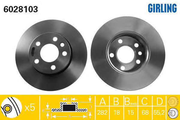 Girling 6028103 Unventilated front brake disc 6028103: Buy near me in Poland at 2407.PL - Good price!