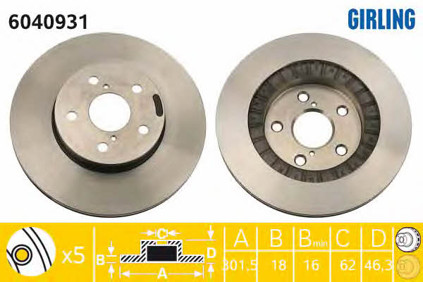 Girling 6040931 Innenbelüftete Bremsscheibe vorne 6040931: Kaufen Sie zu einem guten Preis in Polen bei 2407.PL!