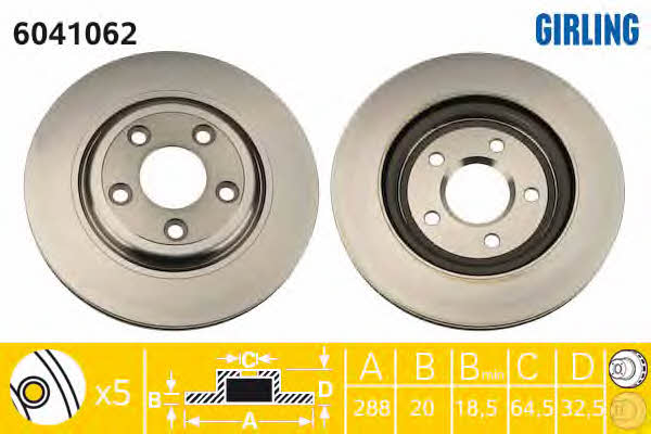 Girling 6041062 Wentylowana tarcza hamulcowa z tyłu 6041062: Dobra cena w Polsce na 2407.PL - Kup Teraz!