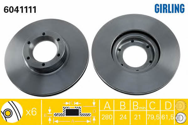 Girling 6041111 Front brake disc ventilated 6041111: Buy near me in Poland at 2407.PL - Good price!