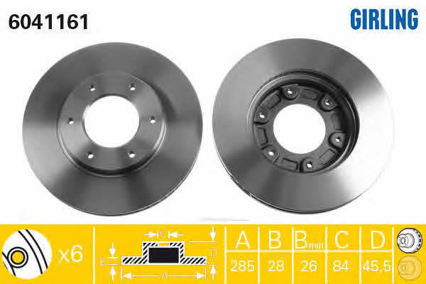 Girling 6041161 Front brake disc ventilated 6041161: Buy near me in Poland at 2407.PL - Good price!