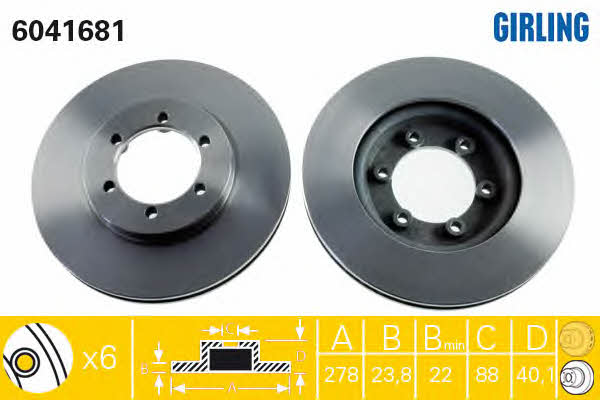 Girling 6041681 Front brake disc ventilated 6041681: Buy near me in Poland at 2407.PL - Good price!
