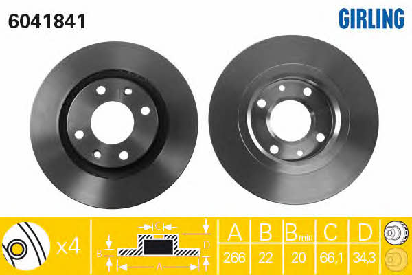 Girling 6041841 Front brake disc ventilated 6041841: Buy near me in Poland at 2407.PL - Good price!