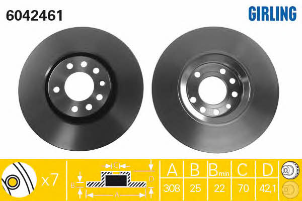 Girling 6042461 Front brake disc ventilated 6042461: Buy near me in Poland at 2407.PL - Good price!