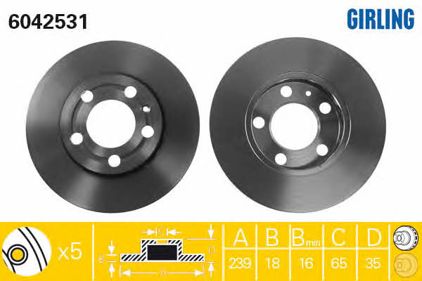 Girling 6042531 Front brake disc ventilated 6042531: Buy near me in Poland at 2407.PL - Good price!