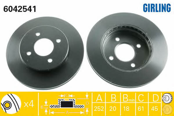 Girling 6042541 Front brake disc ventilated 6042541: Buy near me in Poland at 2407.PL - Good price!