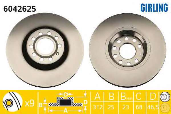 Girling 6042625 Innenbelüftete Bremsscheibe vorne 6042625: Kaufen Sie zu einem guten Preis in Polen bei 2407.PL!