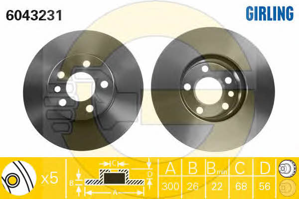 Girling 6043231 Front brake disc ventilated 6043231: Buy near me in Poland at 2407.PL - Good price!