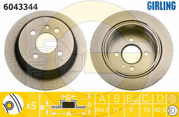 Girling 6043344 Тормозной диск задний невентилируемый 6043344: Отличная цена - Купить в Польше на 2407.PL!