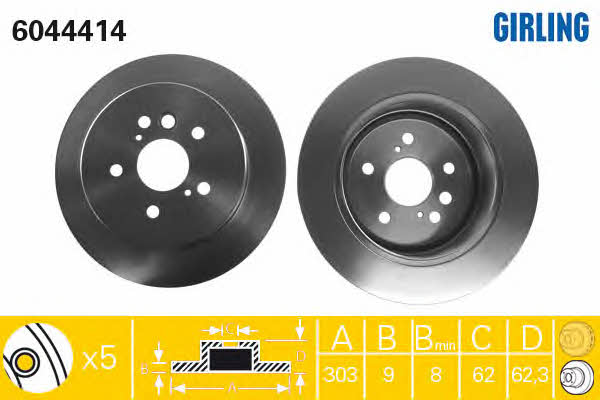 Girling 6044414 Rear brake disc, non-ventilated 6044414: Buy near me in Poland at 2407.PL - Good price!