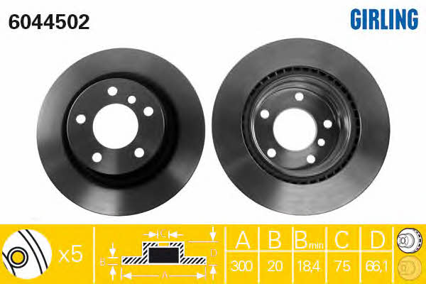 Girling 6044502 Rear ventilated brake disc 6044502: Buy near me in Poland at 2407.PL - Good price!