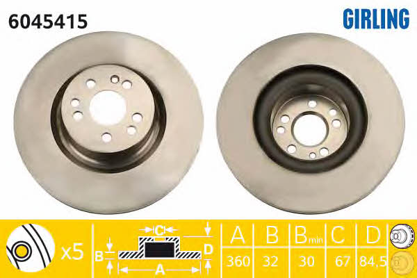 Girling 6045415 Тормозной диск передний вентилируемый 6045415: Отличная цена - Купить в Польше на 2407.PL!