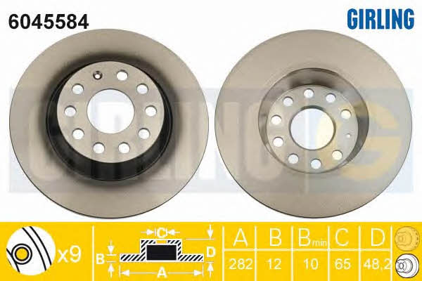 Girling 6045584 Rear brake disc, non-ventilated 6045584: Buy near me in Poland at 2407.PL - Good price!